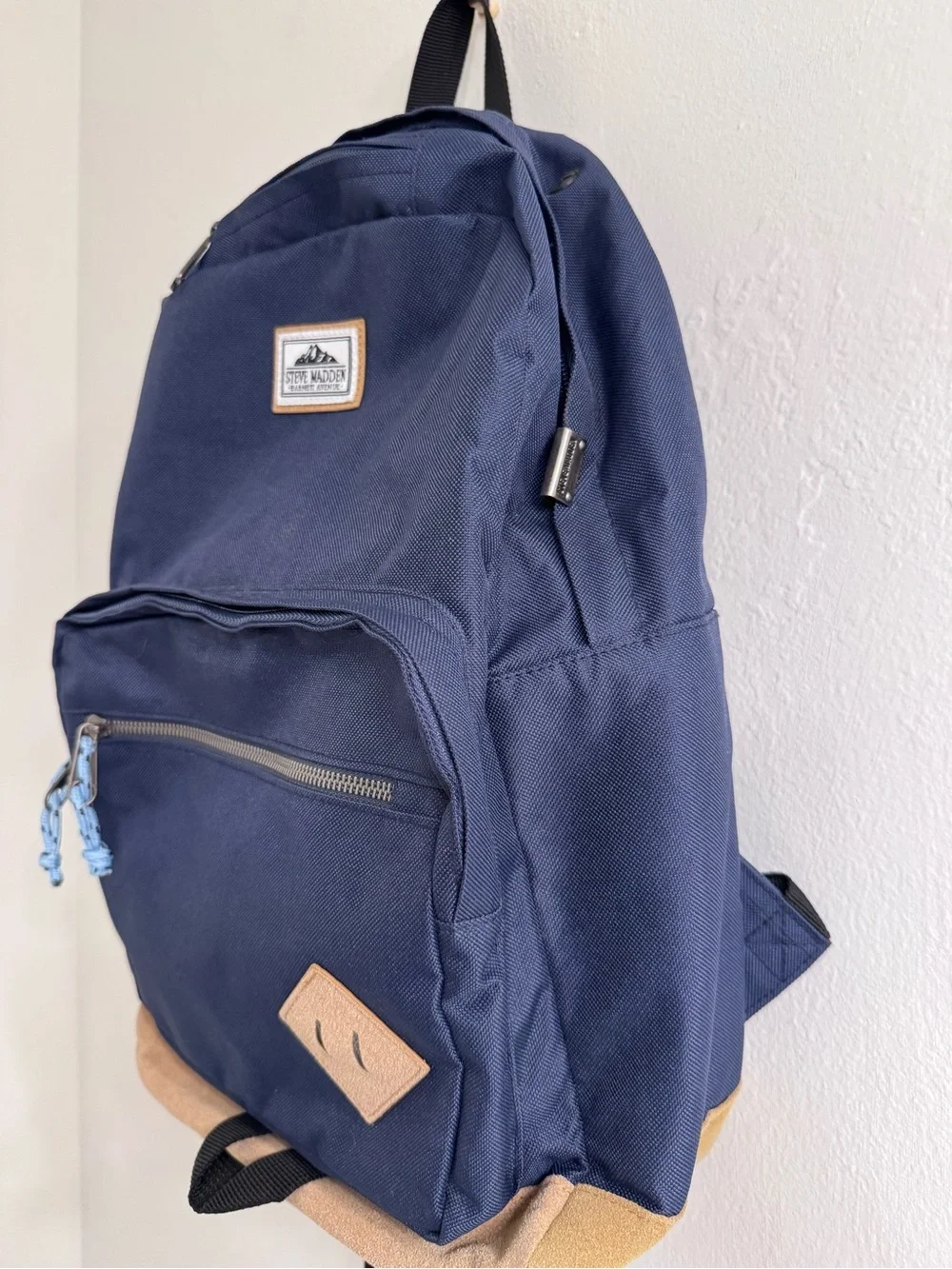 Steve Madden Navy and Tan Kids Canvas Backpack